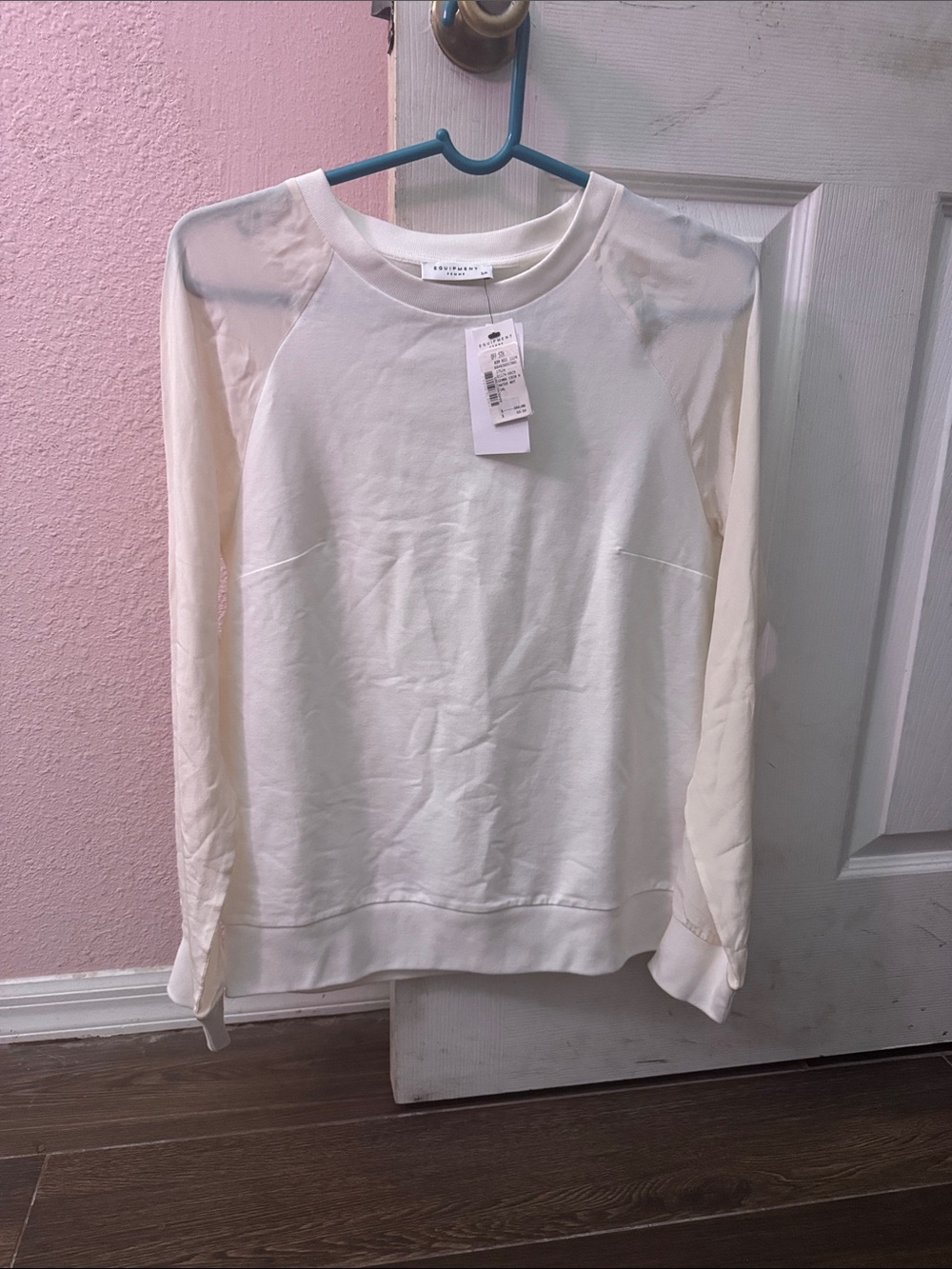 Light Cream Long-Sleeve Women's Top by Equipment